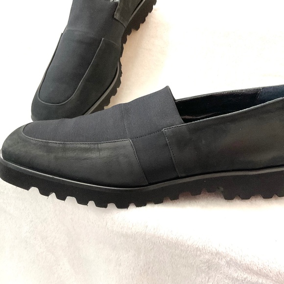 Black Aquatalia by Marvin K Suede Stretchy Slip On Comfort Platform Loafer Sz 9 - Picture 4 of 13